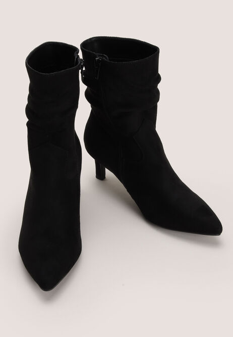 Womens Black Suedette Slouch Style Boots