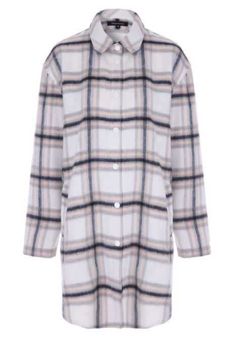 Womens Pale Pink Checked Shacket