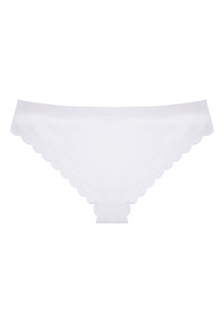 Womens White Briefs with Scallop Lace Trim