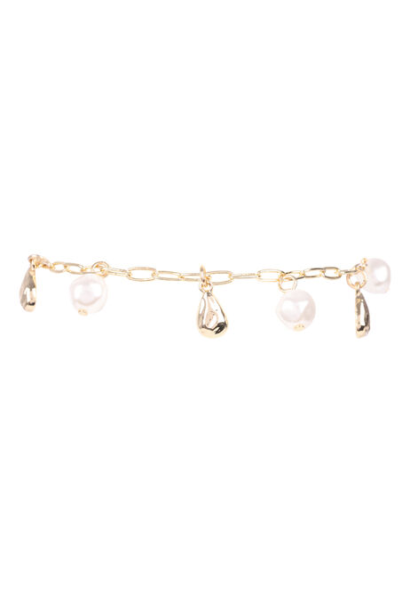 Womens Gold and Pearl Drop Anklet