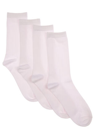 Womens 4pk White Super Soft Ankle Socks