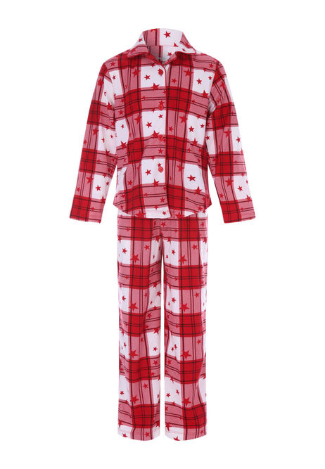 Kids Red Christmas Star Check Unisex Pyjamas Set