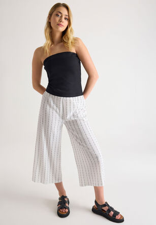 Womens White Stripe Culottes
