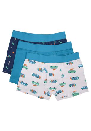 Younger Boys 3pk Blue Surf Trunks