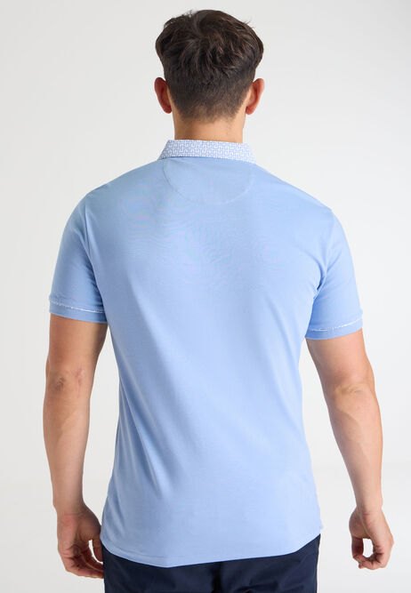 Mens Light Blue Print Polo Shirt