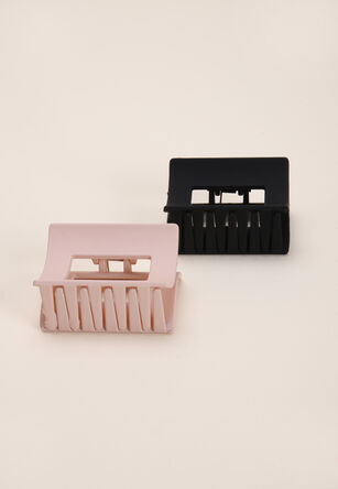 Womens Black & Neutral Claw Clips