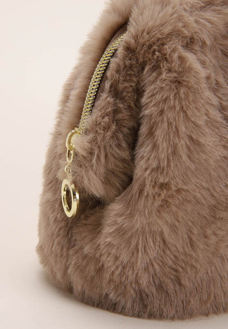 Womens Mink Faux Fur Cosmetic Bag