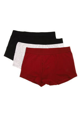 Mens 3pk Red Keyhole Trunk Boxers