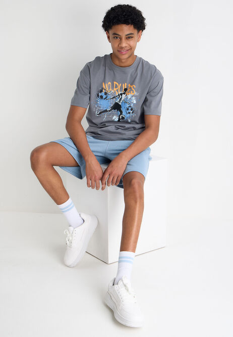 Older Boys Grey Football Graphic Print Oversized T-Shirt