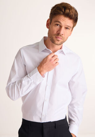 Mens White Classic Fit Long Sleeve Shirt